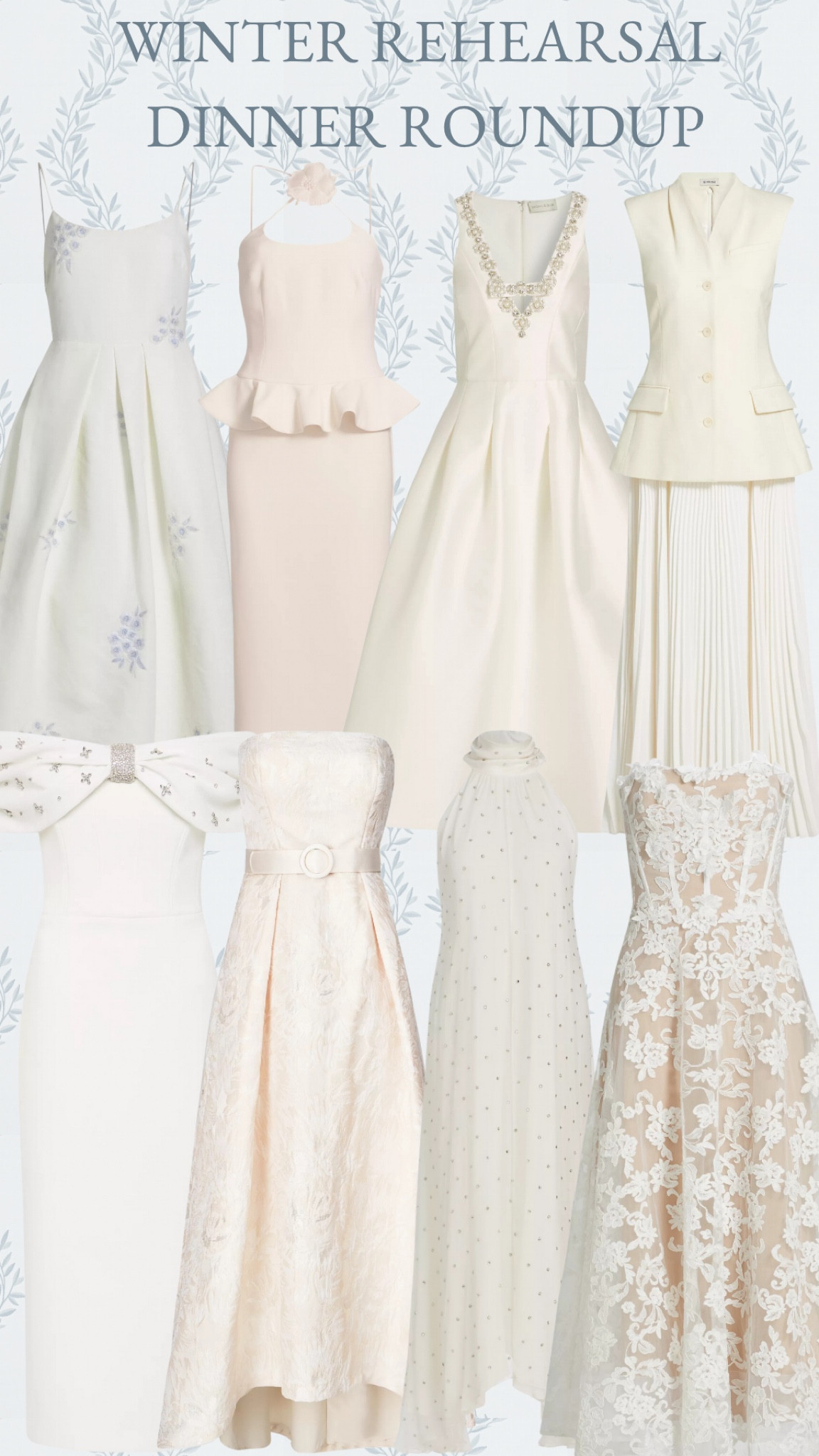 A collection of AMAZING winter rehearsal dinner options for the bride!!!! ✨🤍