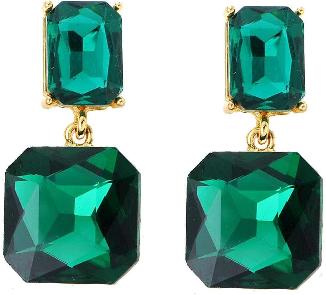 Crystal Square Earrings for Women Clear Earrings Rhinestone Geometric Earrings Transparent Rectan... | Amazon (US)