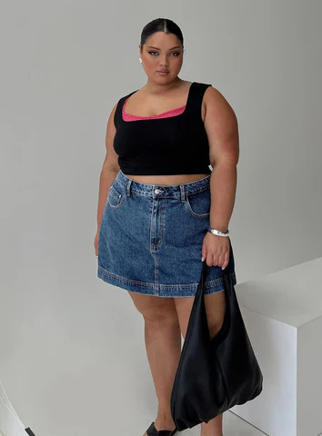 Gazelle Denim Skort Mid Wash Curve | Princess Polly US