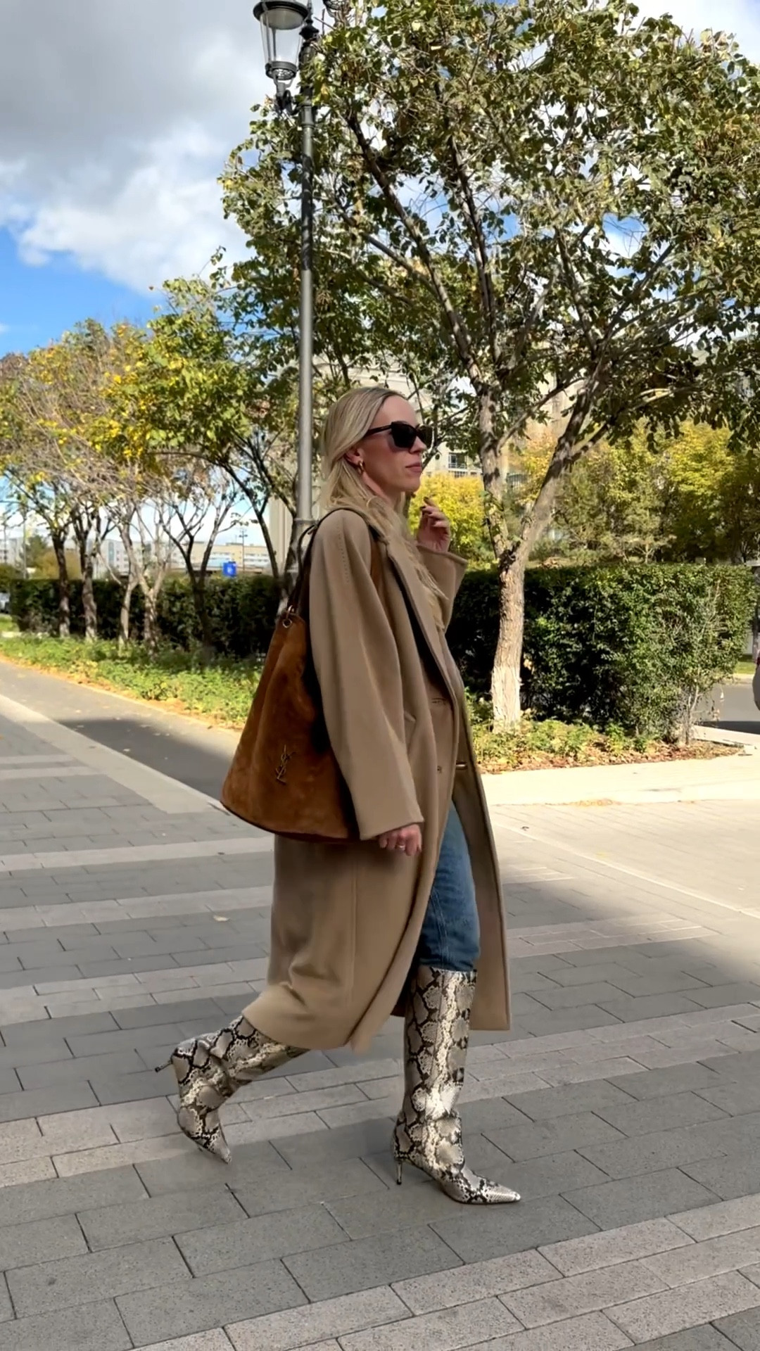 Camel coat outfit, Max Mara camel coat, snakeskin boots, Saint Laurent suede bucket bag

#LTKSeasonal #LTKSaleAlert #LTKOver40