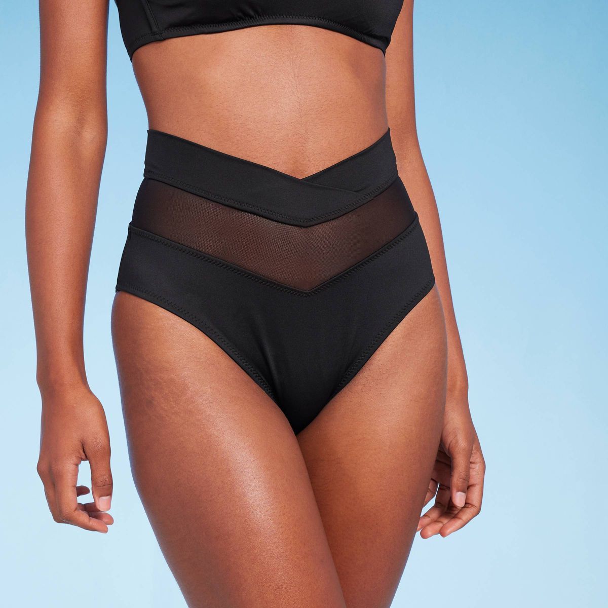 Women's Mesh High Waist Bikini Bottom - Shade & Shore™ Black | Target