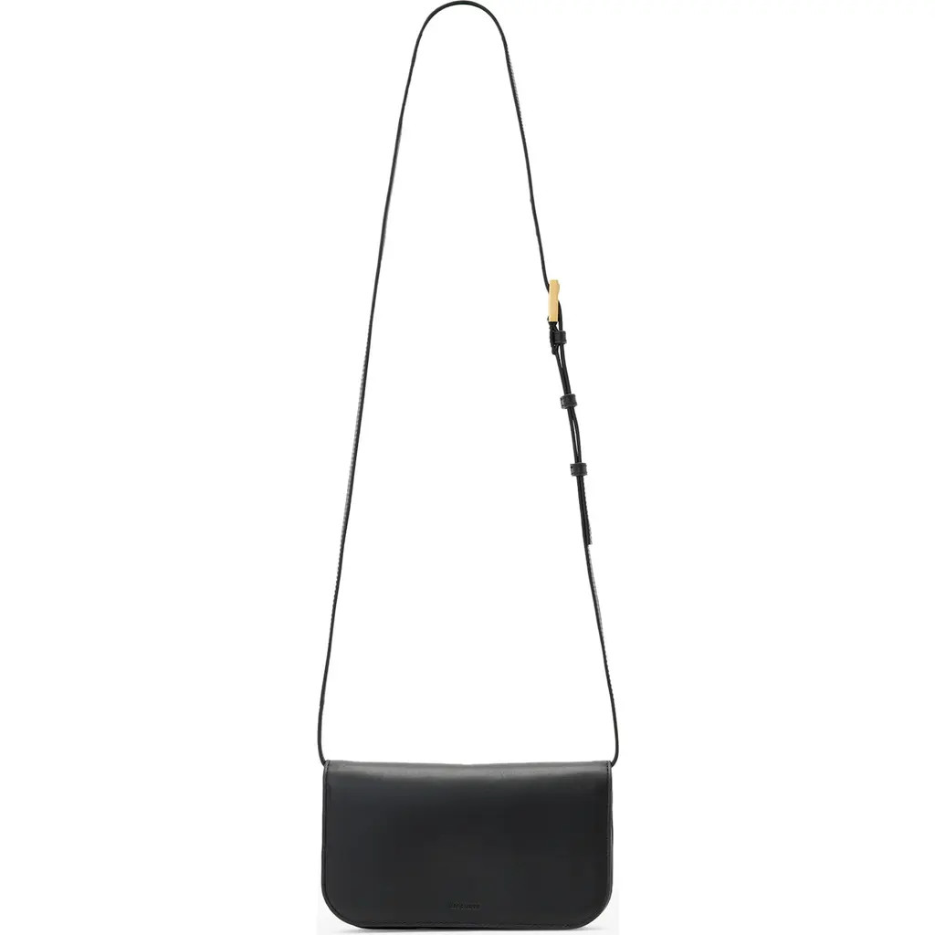 AllSaints Maeve Leather Crossbody Wallet in Black at Nordstrom | Nordstrom