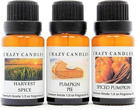 Crazy Candles 3 Bottles Set (Made in USA) 1 Spiced Pumpkin, 1 Harvest Spice, 1 Pumpkin Pie 1/2 Fl... | Amazon (US)