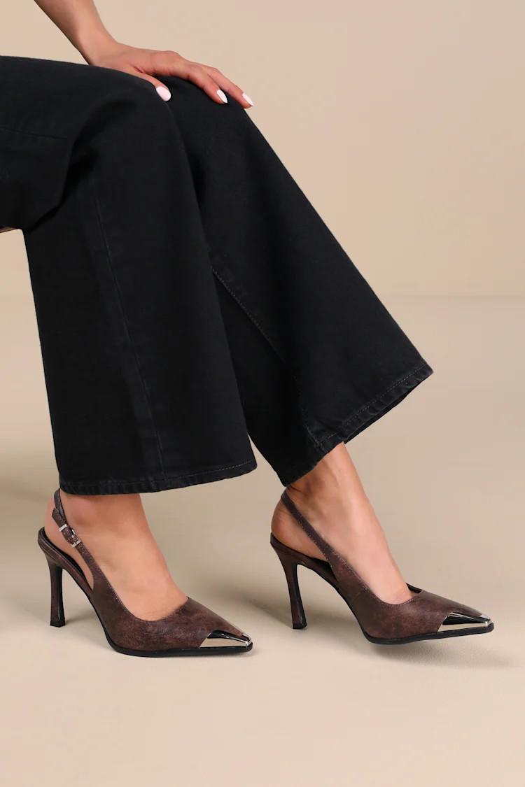 Karenna Brown Pointed-Toe Slingback Pumps | Lulus