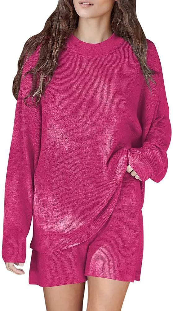 Viottiset Women's 2 Piece Loungewear Set Outfits with Shorts Sweater Lounge Set Pajama Set-Womens... | Amazon (US)