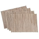 SARO LIFESTYLE Melaya Collection Shimmering Woven Nubby Table Placemats (Set of 4), 14" x 20", Natur | Amazon (US)
