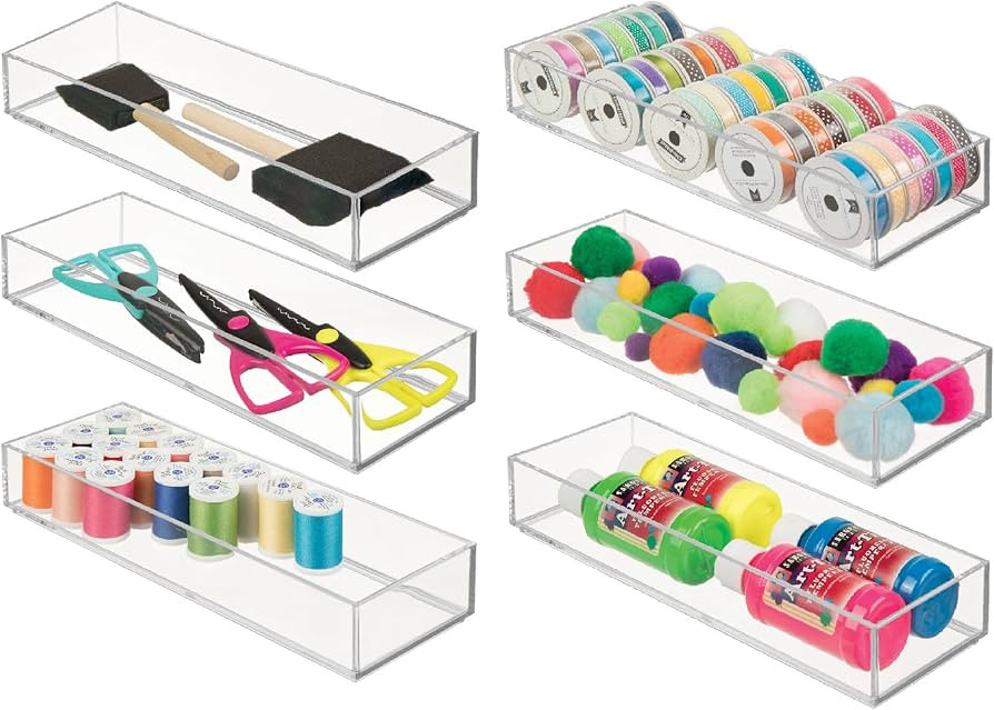 iDesign Plastic Makeup Drawer Organizer Tray - Vanity Organizer or Desk Drawer Organizer - Set of... | Amazon (US)