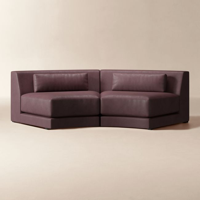 Sonora 2-Piece Small Modular Curved Leather Sectional Sofa | CB2