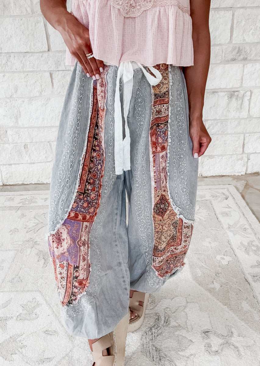 Next Level Patchwork Embroidered Joggers | CK Squared Boutique