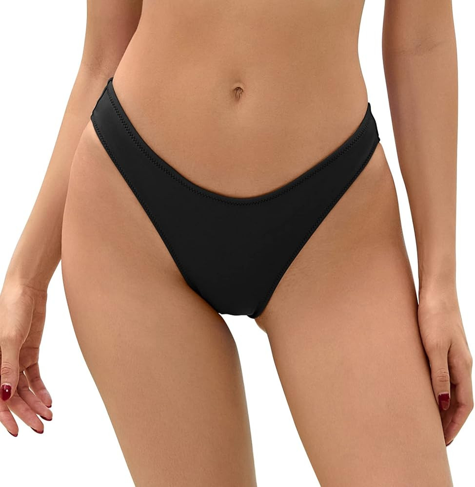 Bellecarrie Women's Cheeky Brazilian Bikini Bottoms Low Rise High Cut Swim Bottom | Amazon (US)