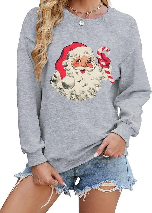 MYHALF Christmas Sweatshirt Women Santa Christmas Pullover Ugly Xmas Sweater Funny Holiday Party ... | Amazon (US)