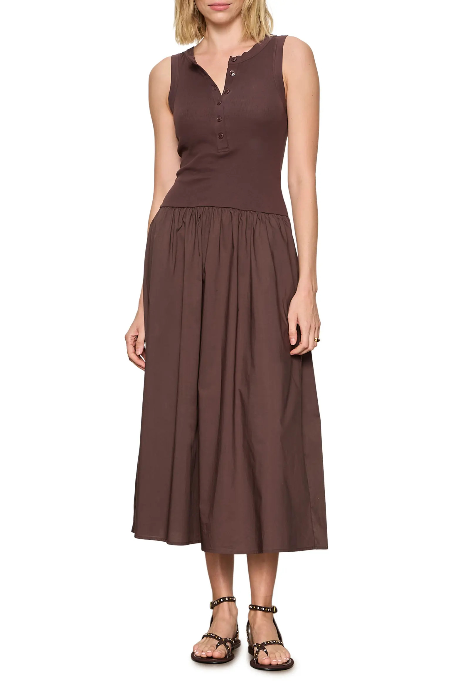 Breakaway Mixed Media Cotton Midi Dress (Women) | Nordstrom | Nordstrom