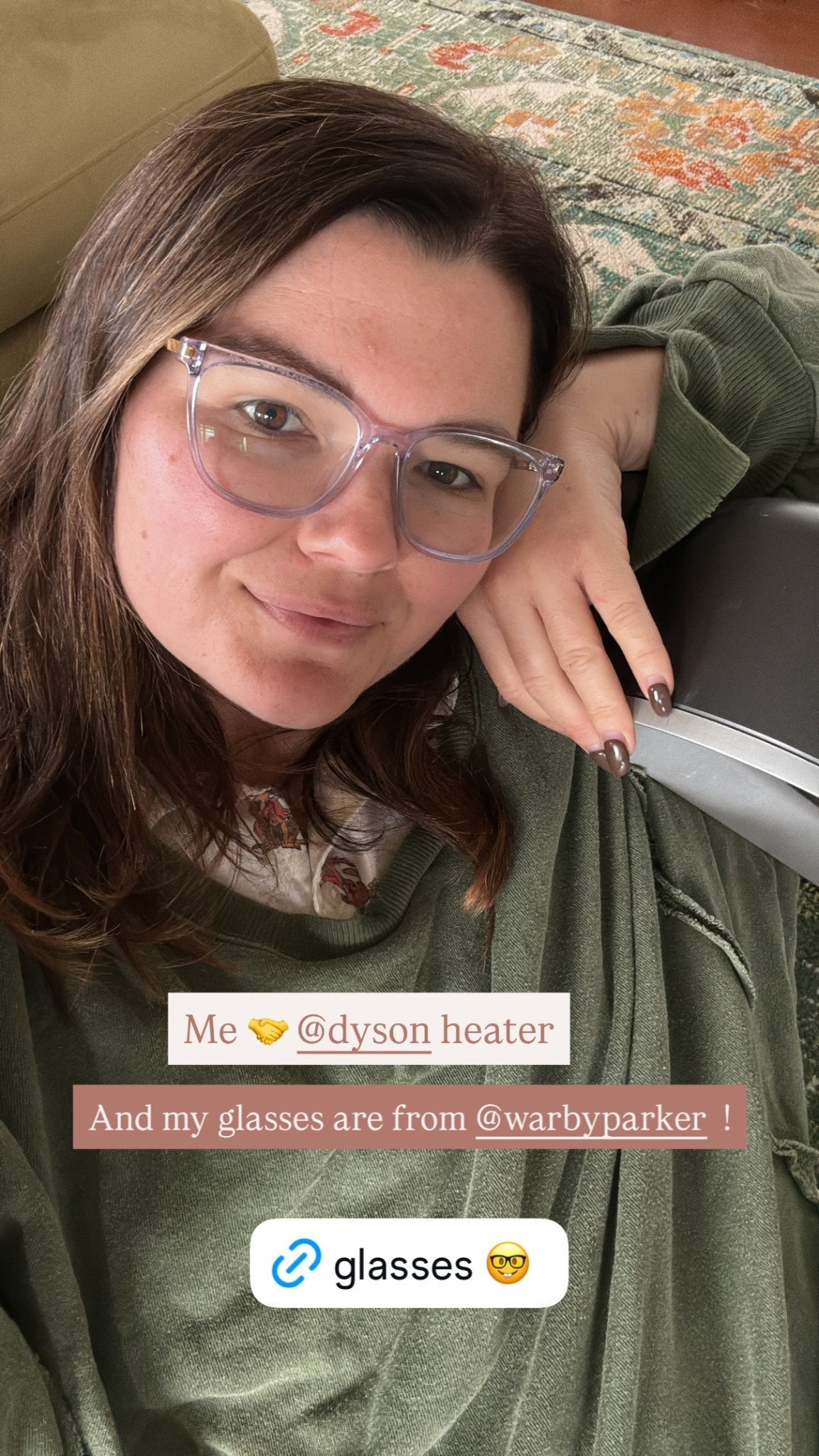 And my glasses are from @warbyparker ! Me 🤝 @dyson heater