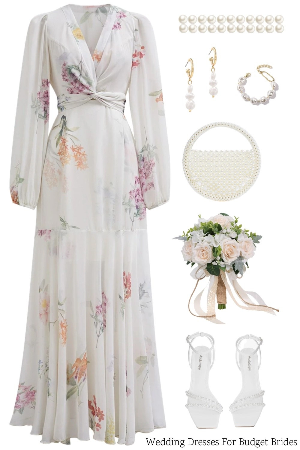 Romantic and feminine bridal outfit - dress is white floral. From Chicwish and Amazon.

2026 spring fashion trend. Spring wedding. Spring outfit. White dress. Elopement dress. Bride dress. 

#LTKWedding #LTKSeasonal