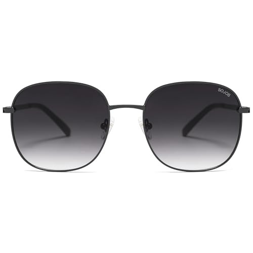 SOJOS Classic Trendy Square Sunglasses for Women Men Cute Big Frame Gold Shades SJ1137, Black/Gradient Grey | Amazon (US)