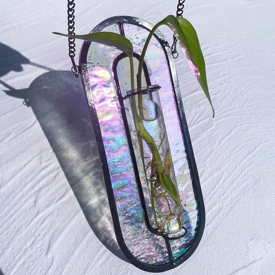 LITMIND Iridescent Stained Glass Plant Propagation Station - Vibrant Hanging Hydroponic Planter T... | Amazon (US)