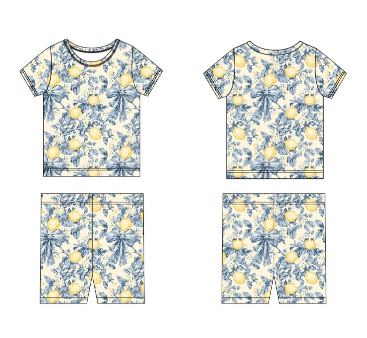Pre-Order VINTAGE CITRUS TOILE DREAM SHORT SET 5/6 | Dream Big Little Co.
