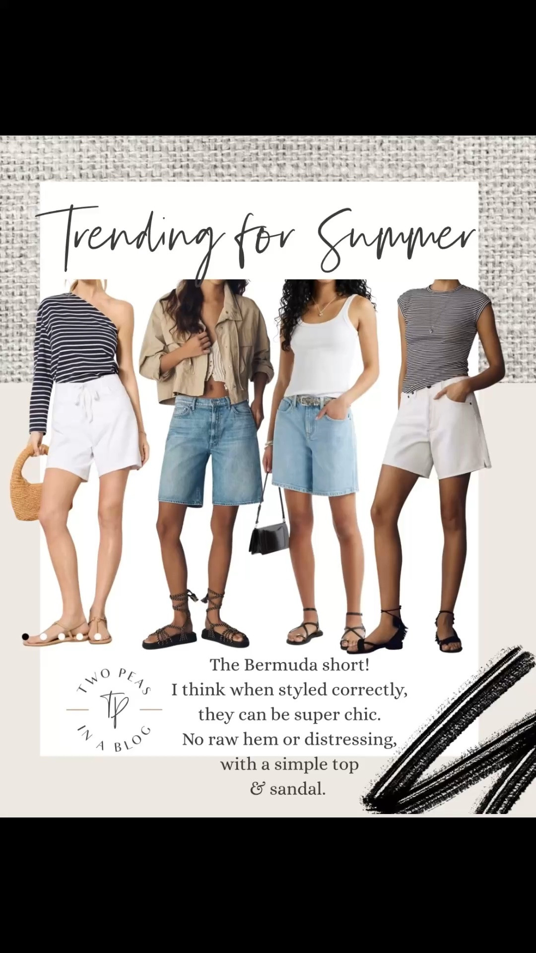 Longer length denim shorts. Bermuda shorts. Denim shorts. Summer style tip. Trending for Summer. 

#LTKSeasonal #LTKOver40