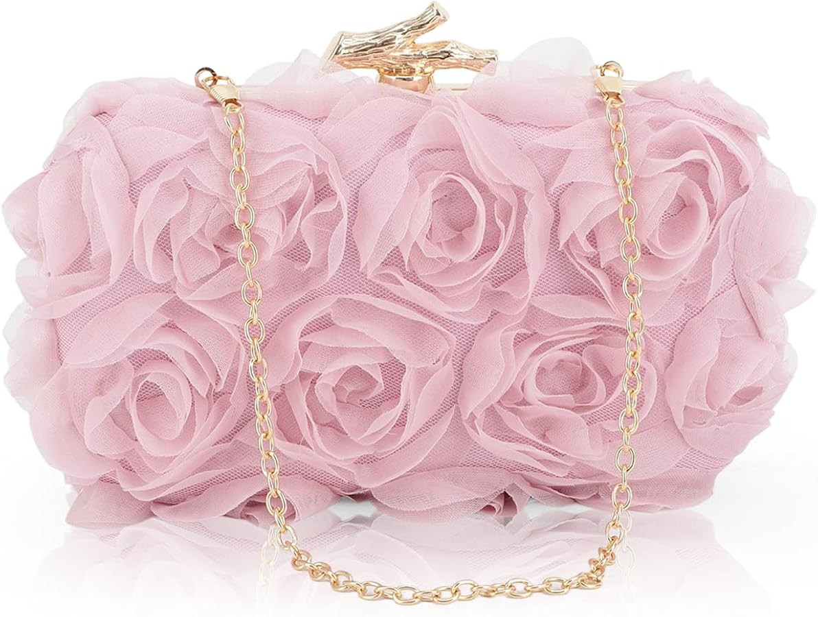 Lanpet Women Clutches Purse Lace Formal Flower Evening Handbag Chain Strap Shoulder Bag | Amazon (US)