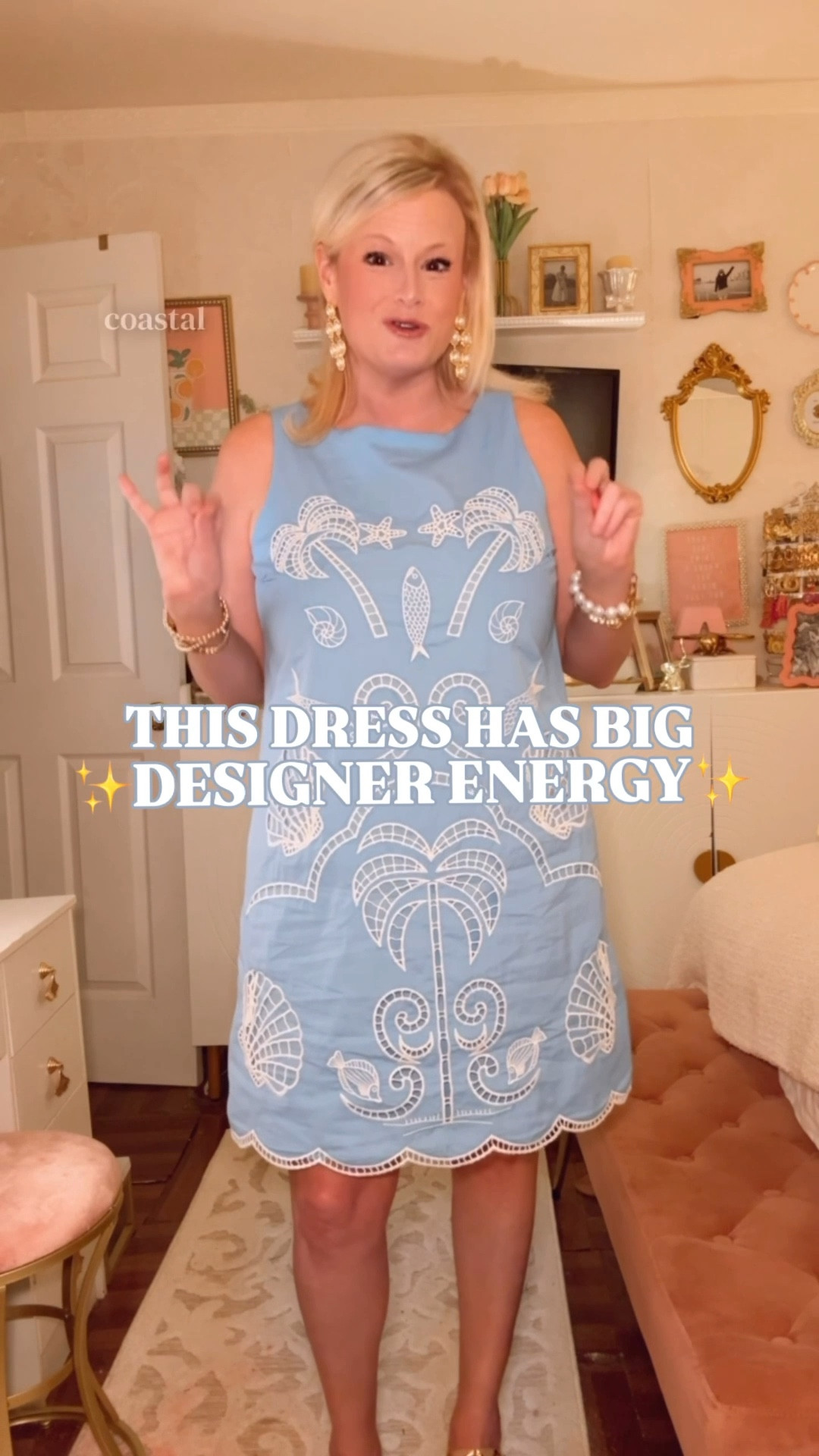 Summer shift dress, cotton summer dress, blue mini dress, tropical dress women, eyelet dress, vacation dress women, resort dress, beach vacation outfit, spring dress women, Belk dress

This Belk dress has the prettiest designer energy and it is 40% off right now.

The details are what make it feel special — soft blue poplin, white tropical eyelet embroidery, palm trees, shells, scalloped hem, sleeveless shift shape, and that polished resort-dress look that feels made for spring and summer.

It is cotton, lined, machine washable, and easy to throw on when you want a dress that feels bright, feminine, and instantly put together. The shape is simple, but the embroidery gives it that expensive-looking finish.

I’m wearing a medium. It runs a little big, so if you are between sizes, I would go down.

Why it works:
✨ 40% off right now
✨ cotton poplin
✨ fully lined
✨ tropical eyelet embroidery
✨ scalloped hem
✨ sleeveless shift dress
✨ mini length
✨ machine washable
✨ polished resort style

This is such a strong dress for beach trips, resort dinners, vacation outfits, summer brunch, bridal showers, baby showers, graduation weekends, daytime parties, coastal trips, cruises, church, lunch dates, and warm-weather events. 

Style it with sandals, wedges, raffia bags, pearl earrings, gold jewelry, or a straw tote for that classic resort-ready look.

If you are searching for a cotton summer dress, blue mini dress, tropical dress, eyelet dress, vacation dress, resort dress, beach vacation outfit, bridal shower dress, baby shower dress, graduation dress, coastal dress, Palm Beach style dress, or designer look for less, this one is an add to cart. 

Cotton summer dress, blue mini dress, tropical dress women, eyelet dress women, vacation dress women, resort dress women, beach vacation outfit, spring dress women, summer dress women, shift dress women, scalloped dress, embroidered dress, Belk dress, designer look for less @Belk 

#LookForLess #SummerDress #ShiftDress  #WeddingGuestDress #VacationOutfit 

#LTKWedding #LTKSaleAlert #LTKSeasonal