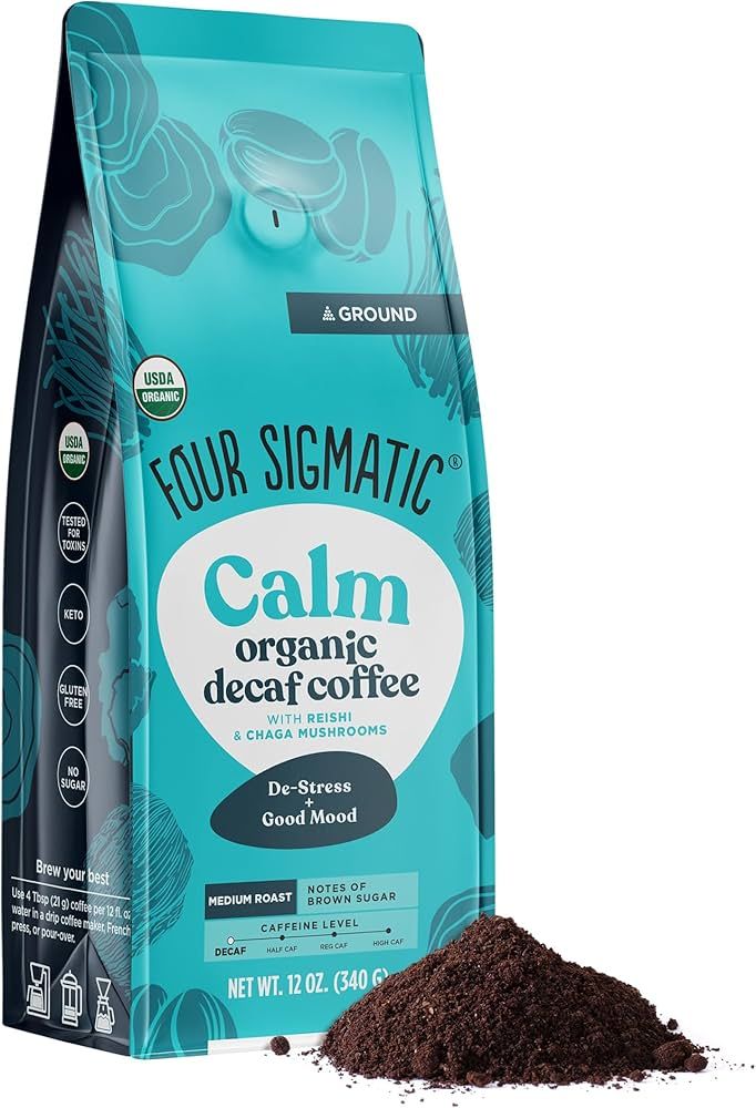 Four Sigmatic Calm Organic Decaf Ground Coffee | Swiss Water Decaf Coffee Ground | Decaffeinated ... | Amazon (US)