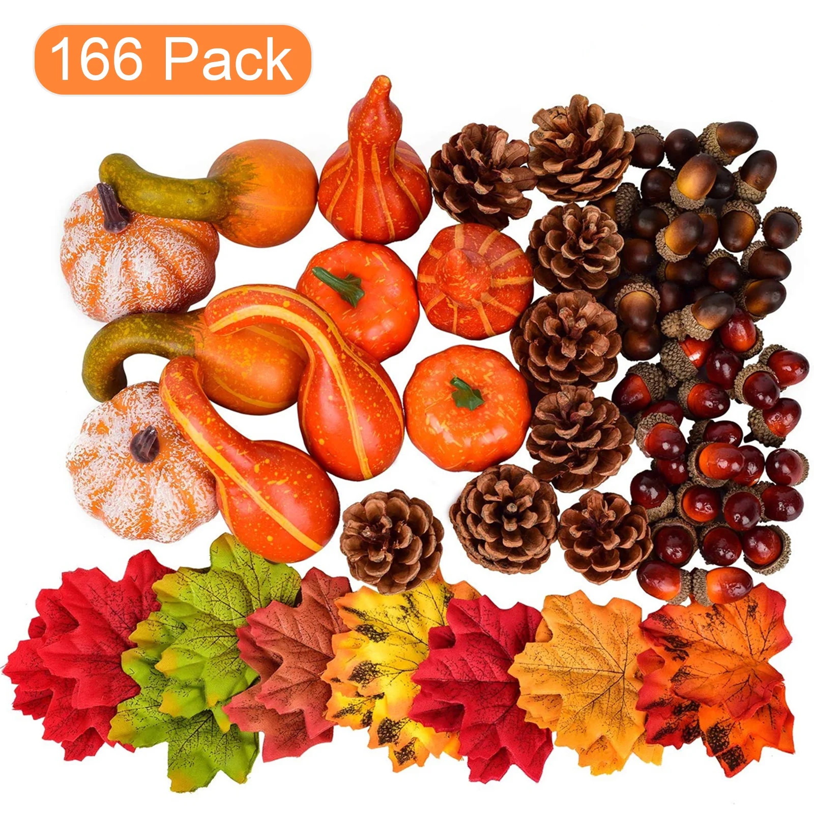 Artificial Fall Decorations Pumpkins Gourds Maple Leaves Pine Cones Acorns, Autumn Thanksgiving H... | Walmart (US)