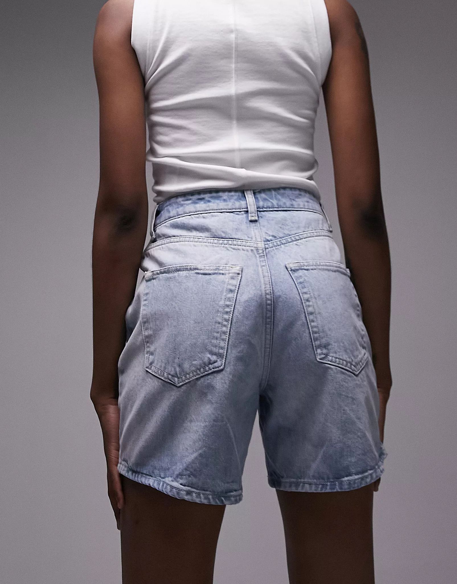 Topshop Tall denim editor shorts in bleach | ASOS (Global)