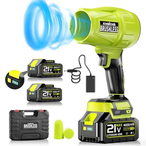Leaf Blower Cordless with Battery and Charger,580000RPM Lightweight Mini Leaf Blower,21V Handheld Electric Blower with 2×4.0Ah Batteries & Fast Charger,Turbo Jet Blower for Lawn,Yard,Garage | Amazon (US)
