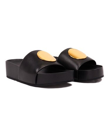 Tory Burch Perfect Black Patos Leather Platform Slide - Women | Zulily