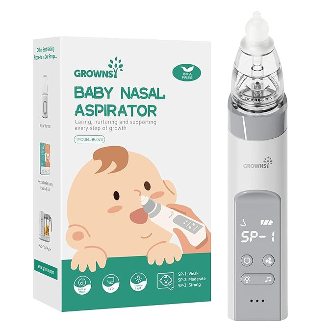 GROWNSY Nasal Aspirator for Baby, Baby Nose Sucker Pro with 3 Soft Silicone Tips, Adjustable Suct... | Amazon (US)