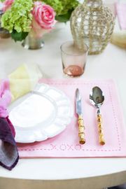Pink Heart Denim Floss-Stitched Placemat | The Avenue