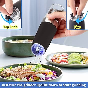 Gravity Electric Pepper and Salt Grinder Set, Battery Operated Pepper Mill with Blue LED Light, O... | Amazon (US)