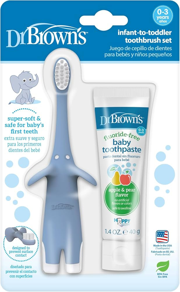 Dr. Brown's Infant-to-Toddler Toothbrush Set, 1.4 Ounce, Blue | Amazon (US)
