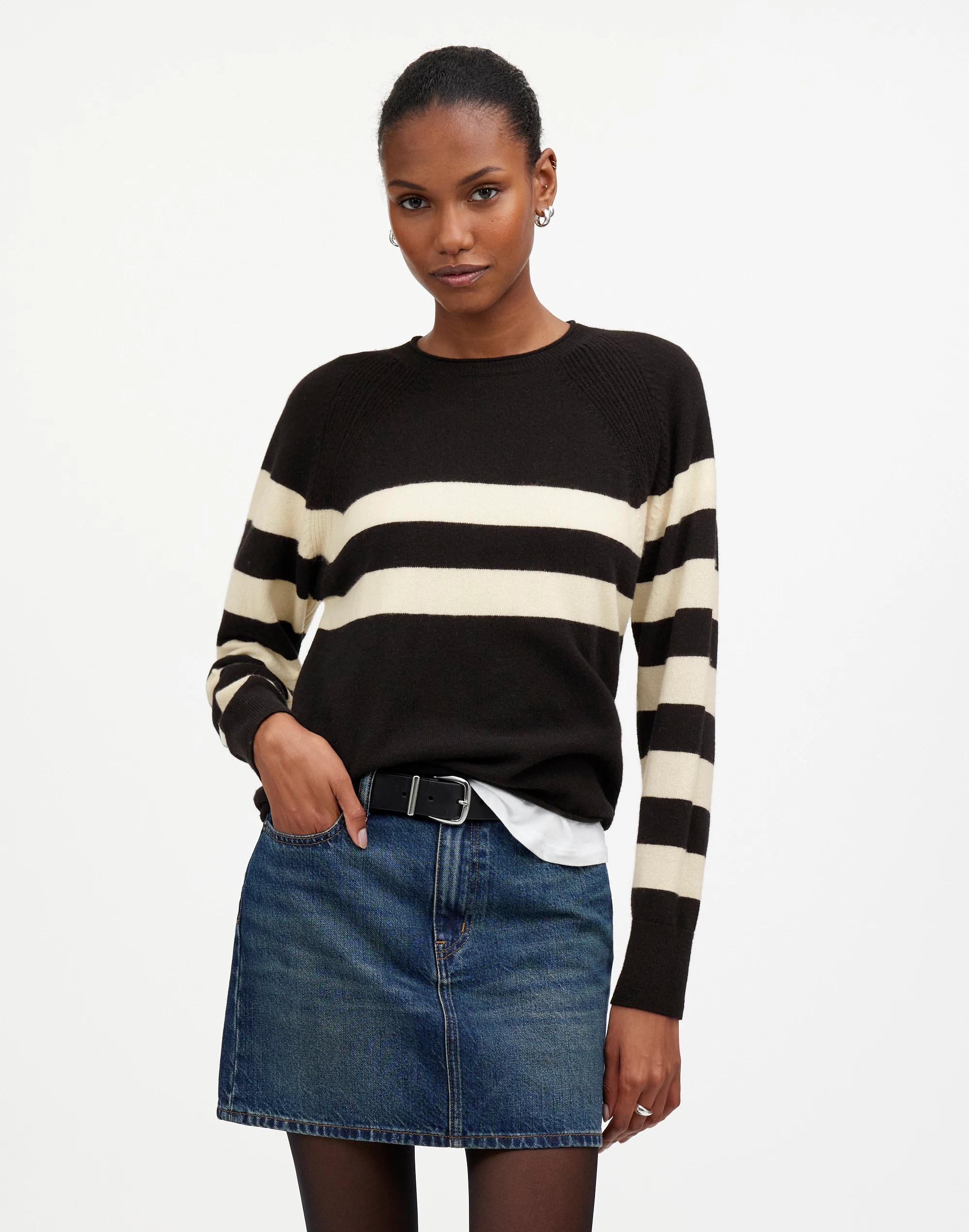 Cashmere Raglan Sweater in Stripe | Madewell | Madewell