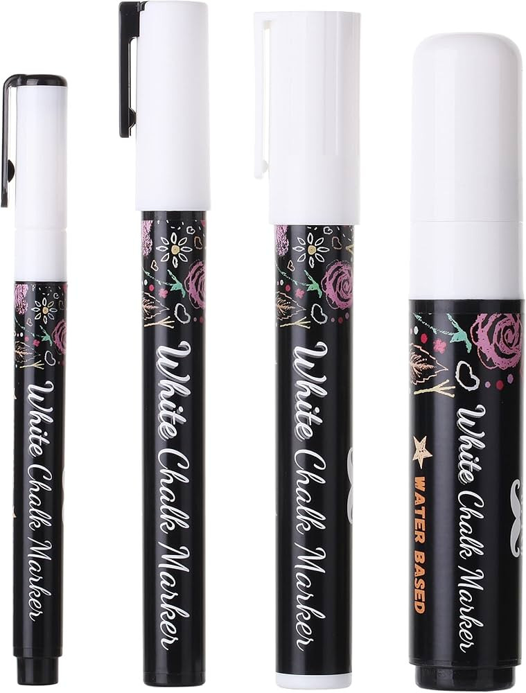 Mr. Pen- White Chalk Markers, 4 pcs, Assorted Size, Chalk Marker, Chalk Pen, Liquid Chalk Marker,... | Amazon (US)