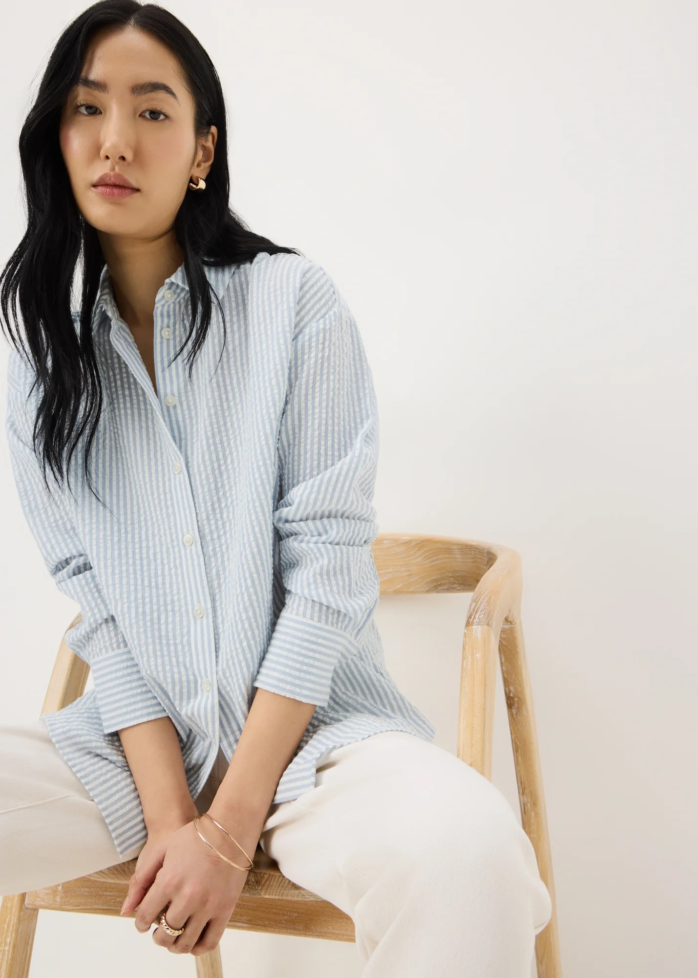 Blue Stripe Seersucker Shirt | Matalan (UK)