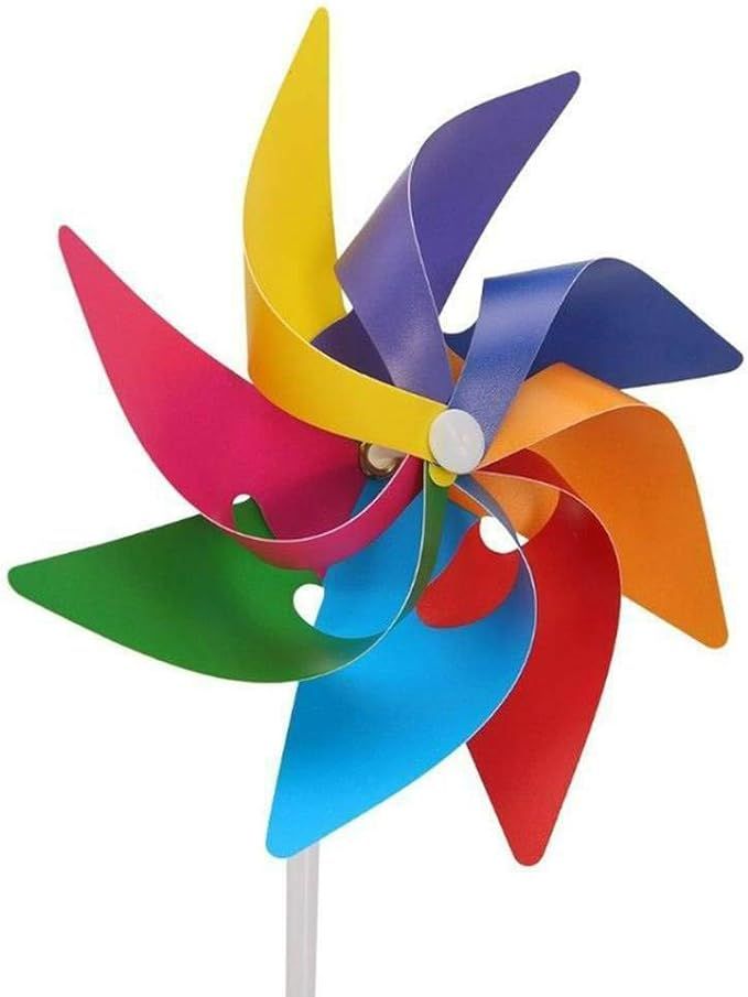 Tongxu Plastic Pole Windmill Flamboyant Colors Rainbow Wind Pinwheel 5pc 16cm for Kids Toy Garden... | Amazon (US)