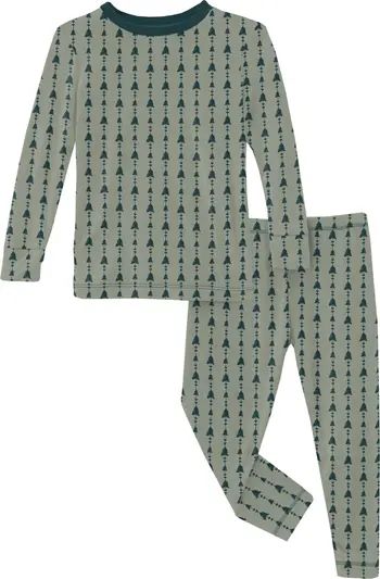 KicKee Pants Kids' Print Long Sleeve Fitted Two-Piece Pajamas | Nordstrom | Nordstrom