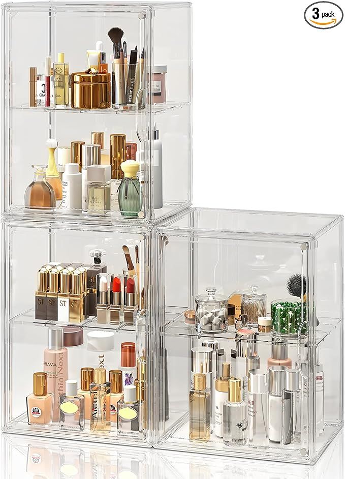 Makeup Storage Organzier 3 Packs Arcylic Cosmetic Display Case, Perfume Organzier with Division B... | Amazon (US)