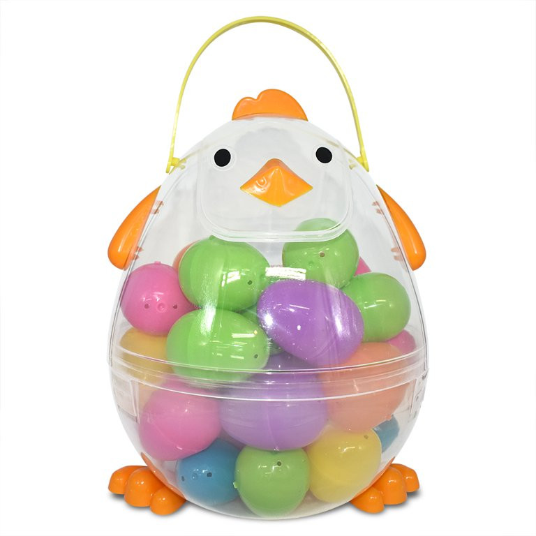 Way to Celebrate Easter Chick Plastic Jumbo Egg Carrier with 36 Pieces Plastic Easter Eggs | Walmart (US)