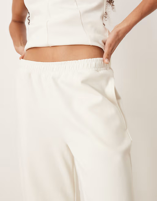 ASOS DESIGN interlock co-ord barrel leg jogger in coconut milk | ASOS (Global)