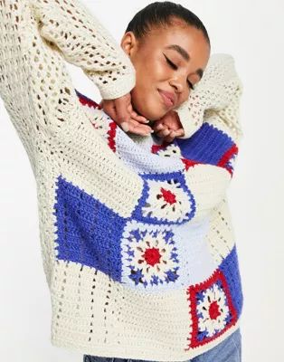 ASOS DESIGN patchwork crochet sweater | ASOS (Global)
