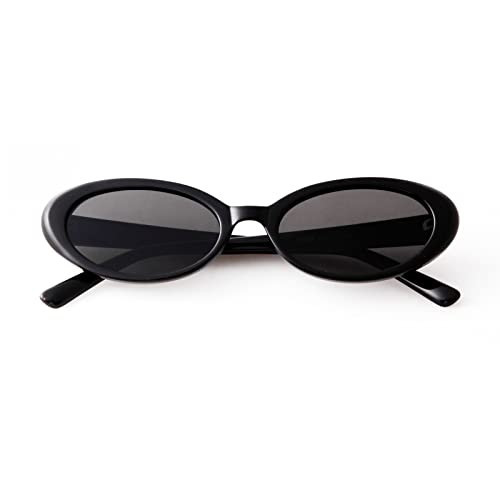 Laurinny Oval Sunglasses for Women Men Retro 90s Sunglasses Chic Small Lightweight Vintage Black Shades | Amazon (US)