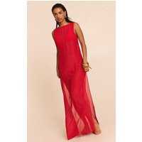 Red Chiffon Sleeveless Beach Maxi Dress | PrettyLittleThing US