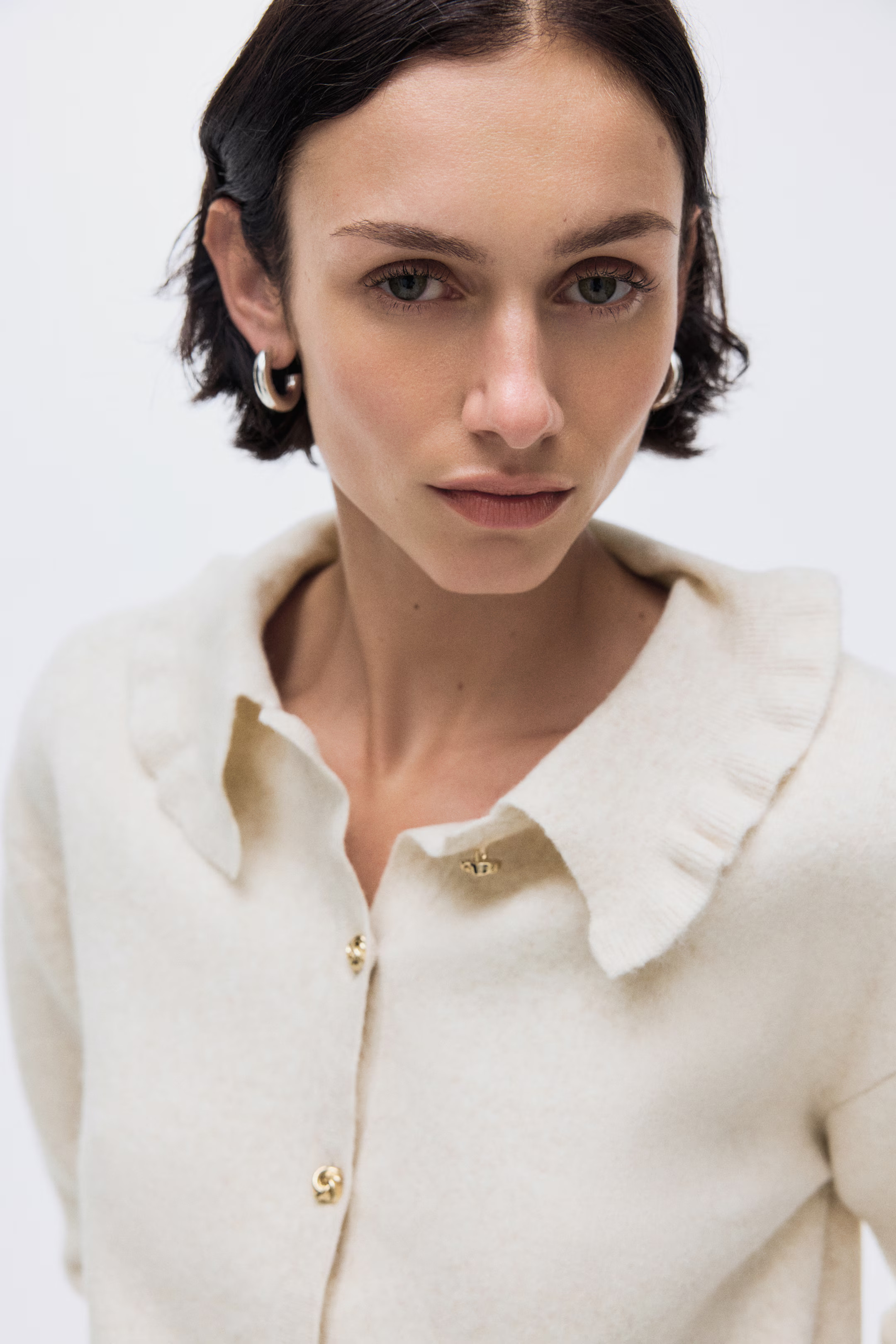 Collared cardigan - Light beige marl - Ladies | H&M GB | H&M (UK, MY, IN, SG, PH, TW, HK)