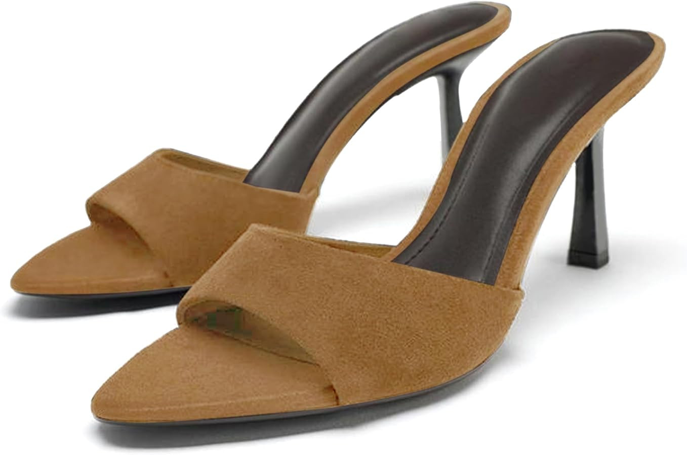 High Heel Mules for Women Slip On Open Pointed Toe Classy Patent Leather Stiletto Pumps Formal Sl... | Amazon (US)