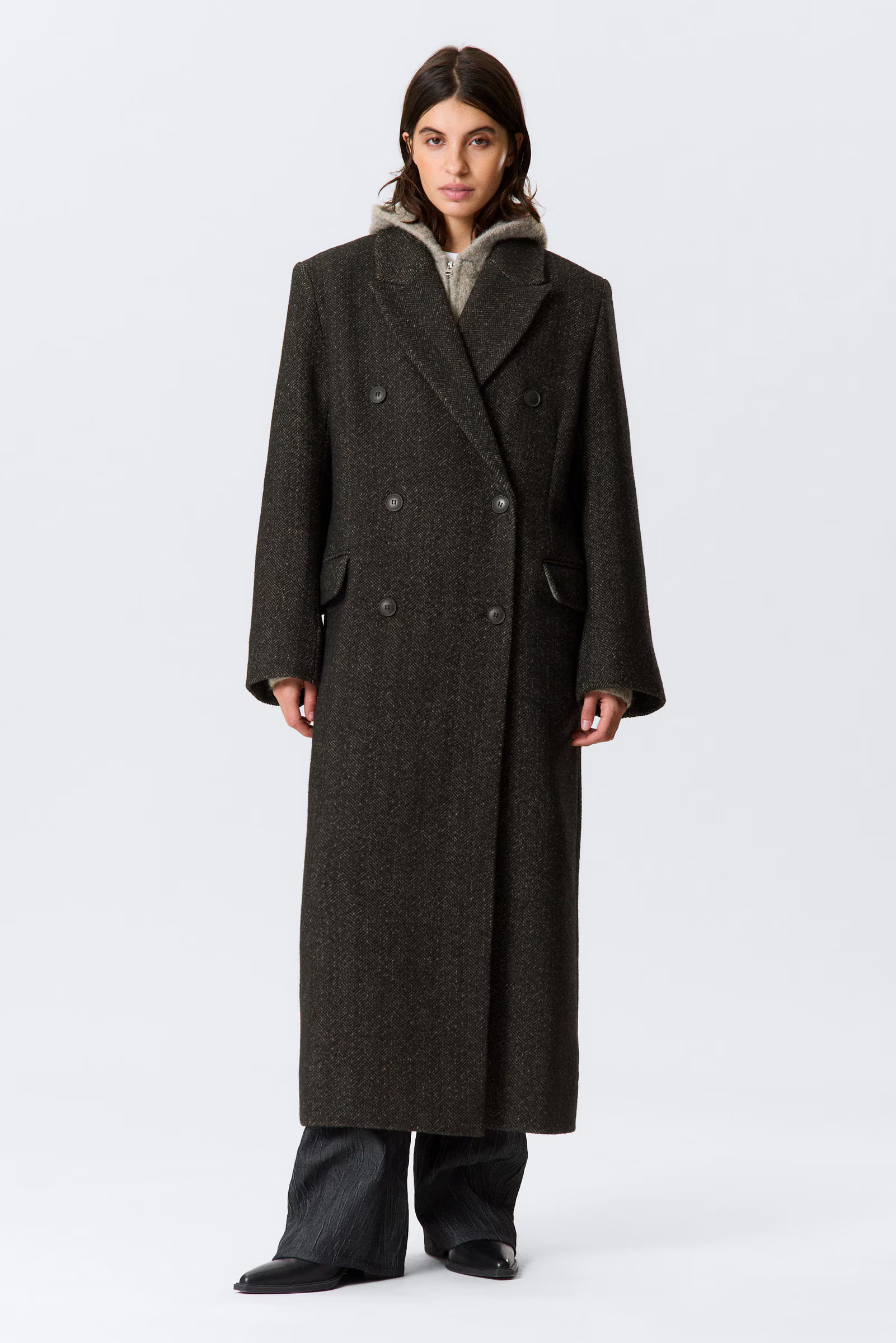 Logan Double-Breasted Wool-Blend Coat | Weekday