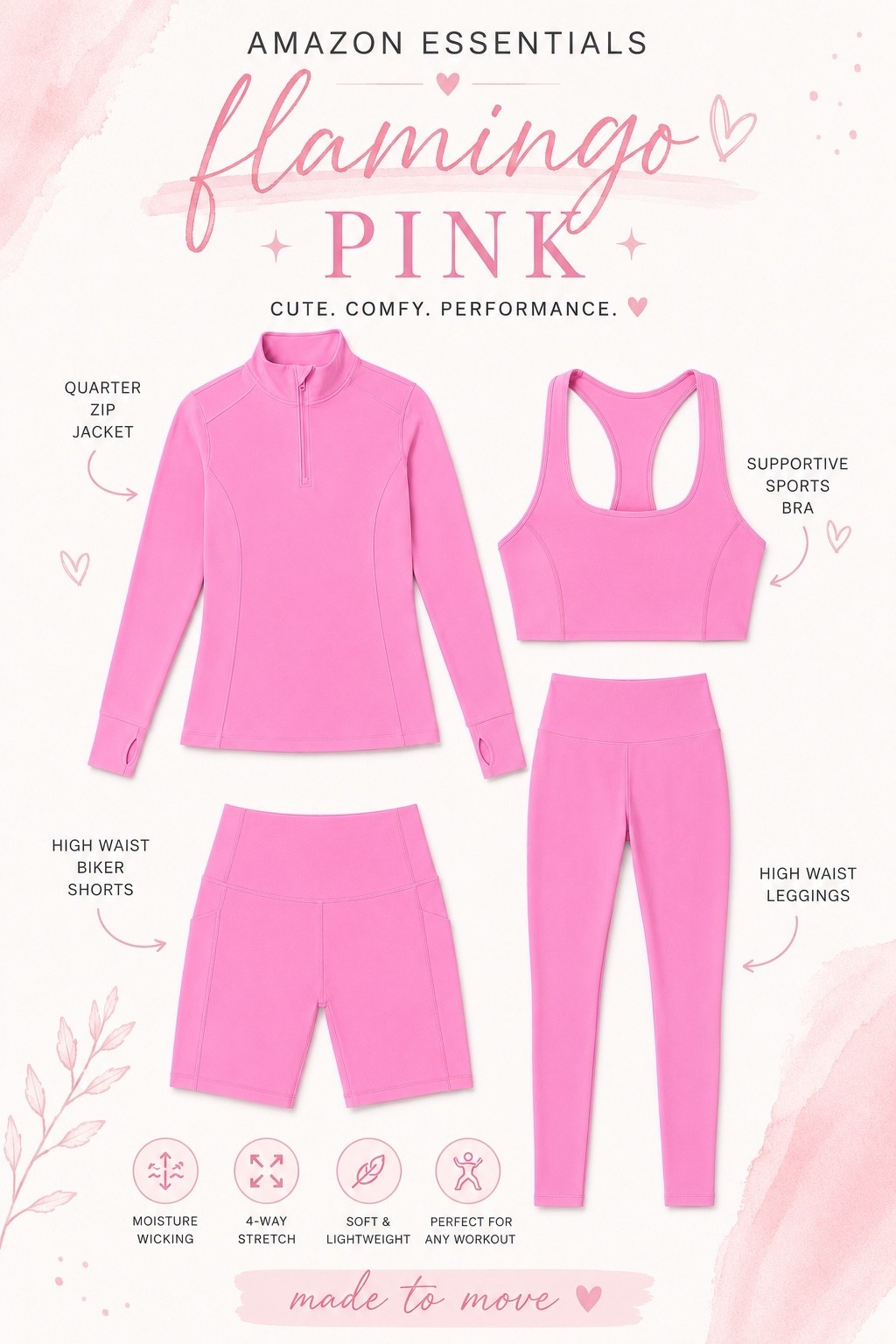 Flamingo Pink Activewear Finds 💗🏃‍♀️

Looking for activewear that’s as cute as it is comfortable? 💕 This flamingo pink collection is perfect for workouts, walks, errands, and everything in between! From the quarter-zip pullover to the supportive sports bra, biker shorts, and buttery-soft leggings, these pieces are easy to mix and match for an effortless athleisure look. ✨

I love the vibrant pink color for adding a fun pop to your fitness wardrobe while still feeling polished and put together. Whether you’re heading to the gym, taking a hot girl walk, or running around with the kids, these affordable finds are both functional and flattering. 💪🌸

Pink activewear, Amazon activewear, women’s workout clothes, athleisure outfit ideas, pink leggings, biker shorts outfit, quarter zip pullover, sports bra, gym outfit inspiration, affordable activewear, workout essentials, fitness fashion, sporty chic style, women over 40 fashion, everyday athleisure, cute gym clothes, active lifestyle essentials, flamingo pink activewear. 💕✨🏃‍♀️

#LTKSaleAlert #LTKActive #LTKOver40