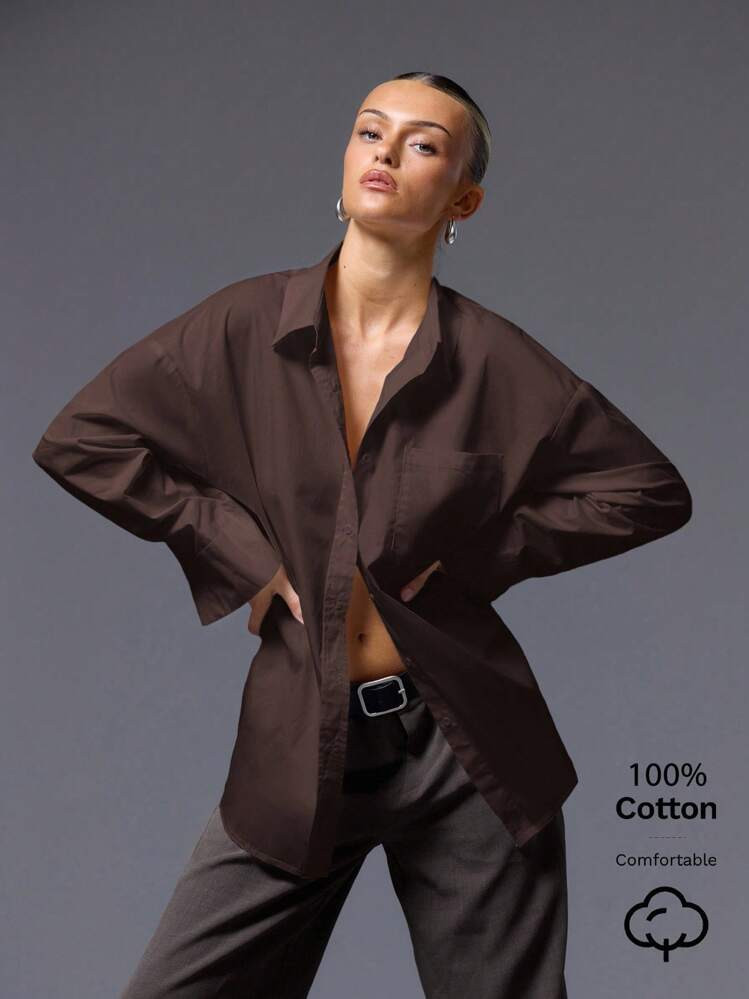 MUSERA Oversized Button Up Shirt Vacation Casual Cute Oversized Airport Beach Beachwear Fall Back... | SHEIN