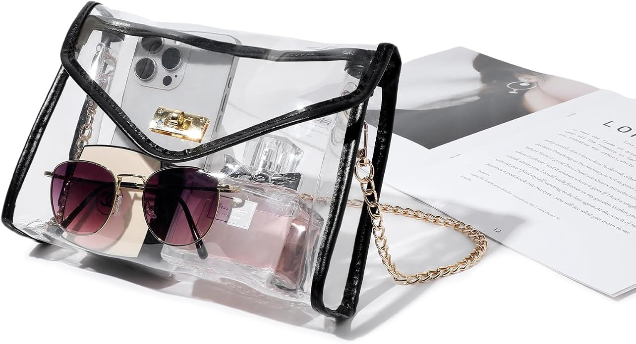 Clear Purse for Women Stadium Approved, Clear Crossbody Bag with Leather Edging for Concert Sport... | Amazon (US)